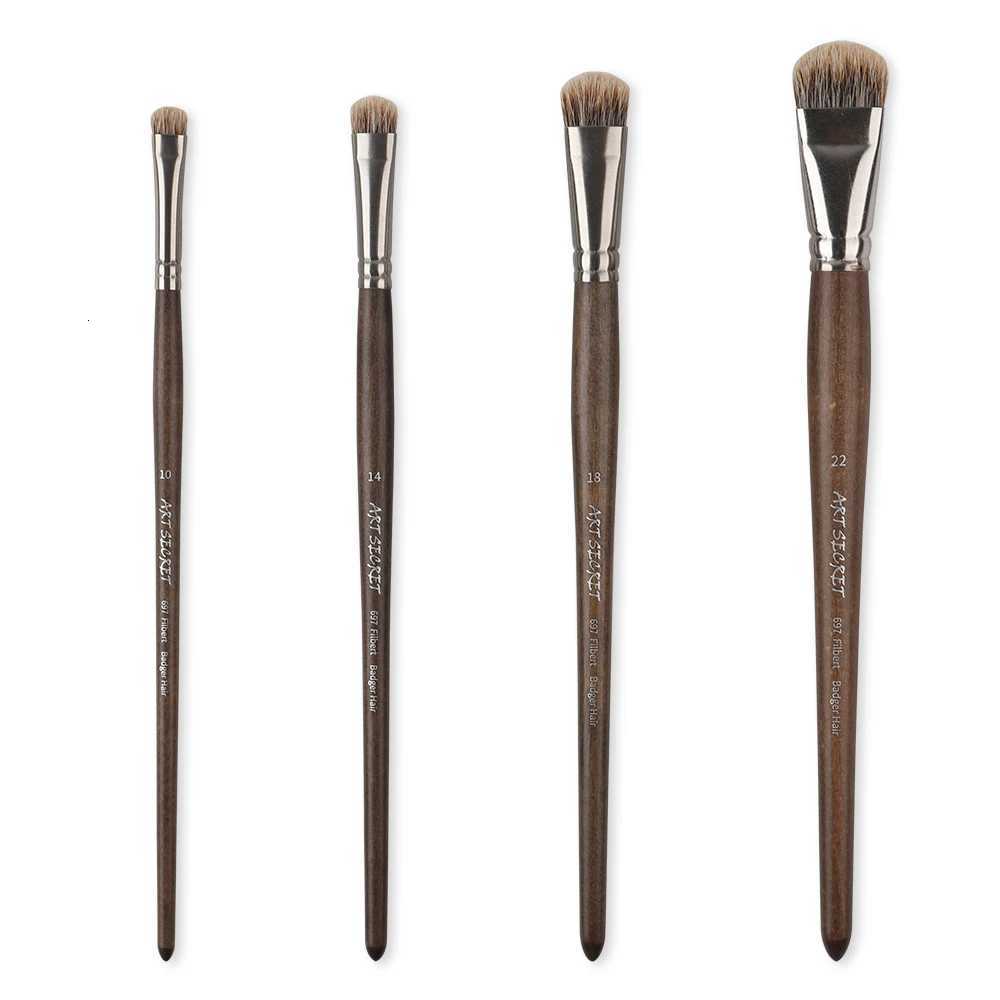 Artsecret 4pcs/set #697 High-Grade Badger Hair Professional Acrylic Paint Brush for Artists for Chinese Art Oil Painting SuppliesXJ2500716
