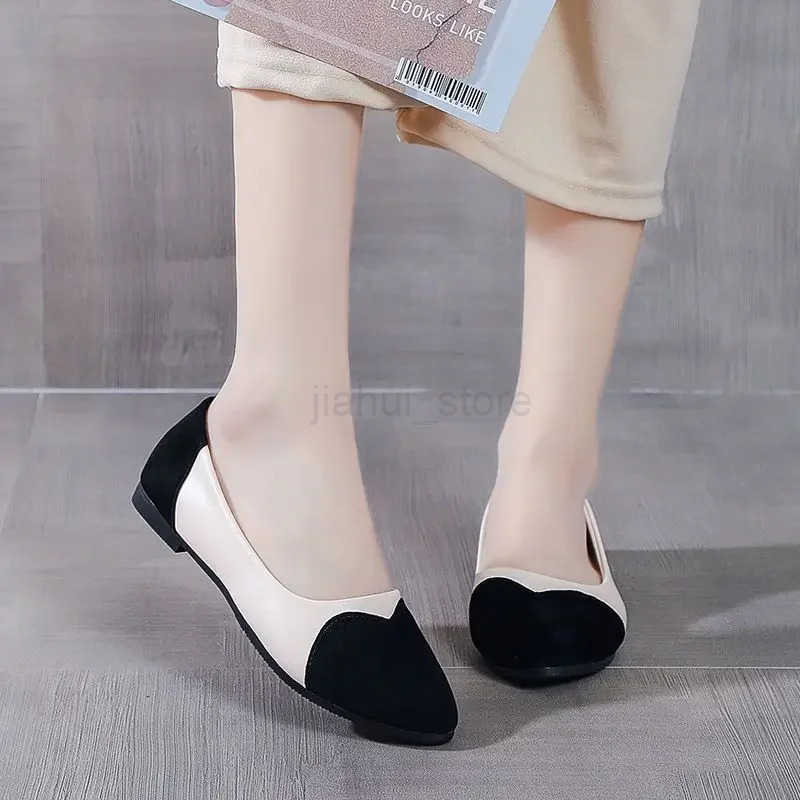 Ladies Footwear Green Womens Flat Shoes Round Toe Leather Casual Slip-on Y2k Young Chic and Elegant Vacation Promotion Social M250716
