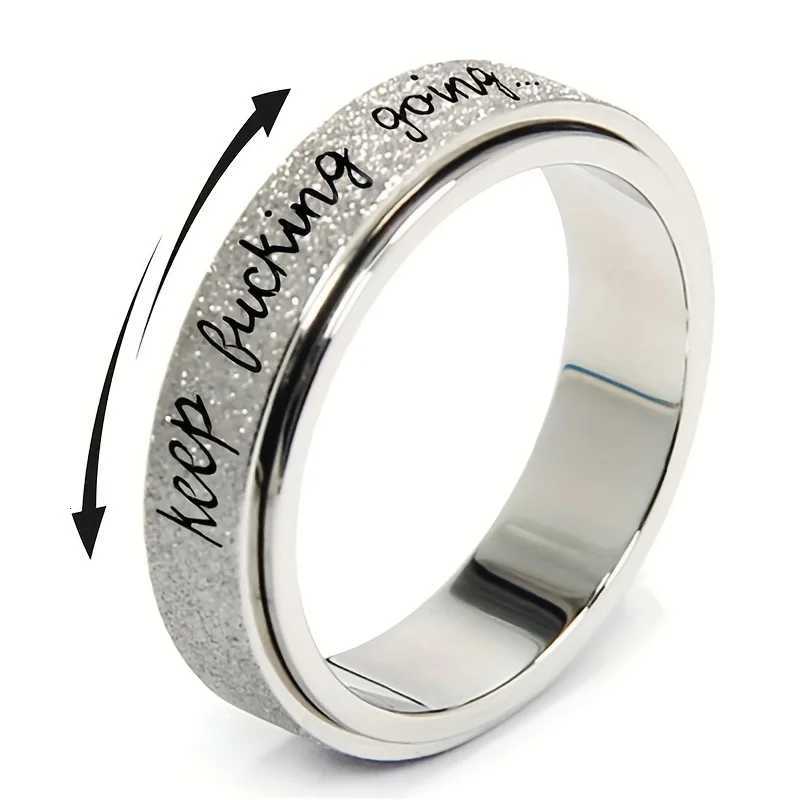 Fashion Inspirational Vibrant Stainless Steel Rotating Ring Adjustable Unisex Daily Wear Jewelry Keep Going Ring S250716