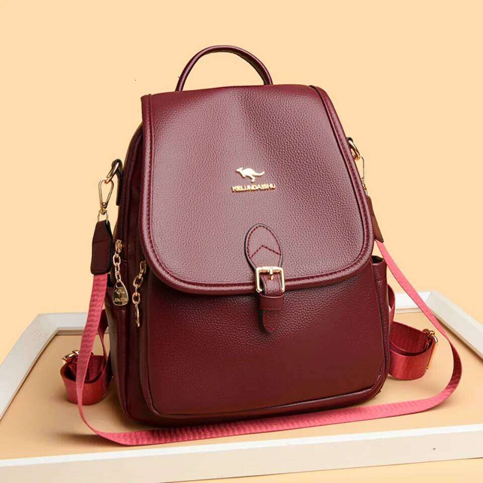 Ladies Back Pack Designe High Quality Leather Women Shoulder Bag School Bags Large Capacity Backpacks with Wide Strap Sac