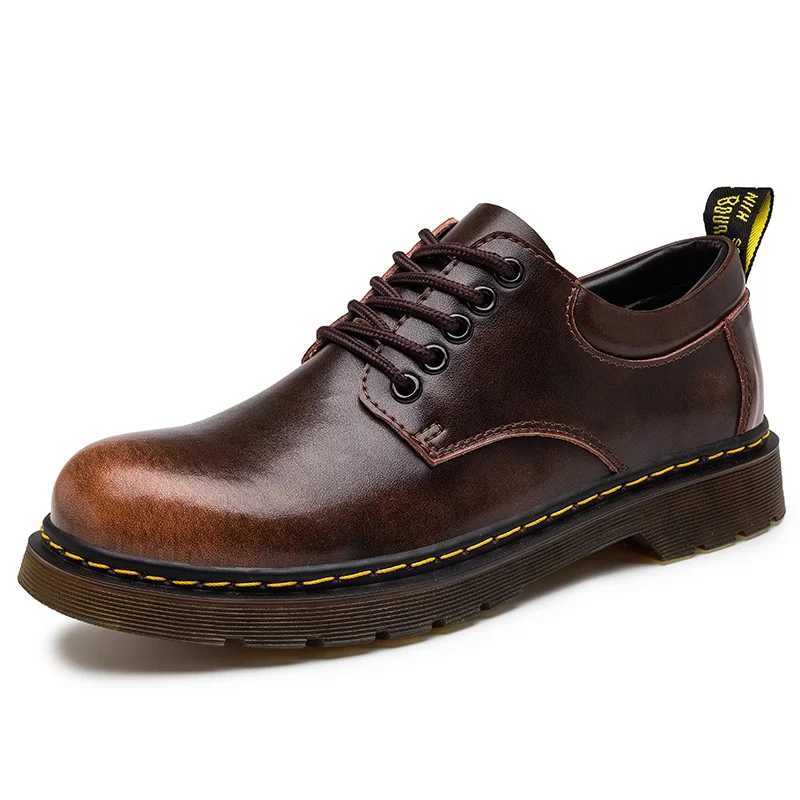 Mens Work Boots Genuine Leather Casual Shoes - Wide Toe Slip-Resistant Derby Large Sizes 38-48 W250716