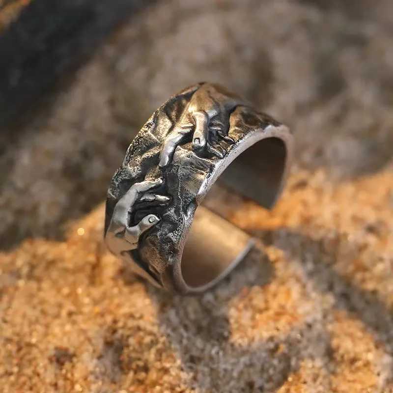 Vintage Religious Belief Open Rings For Men Retro The Hand Of God Artistic Masterpieces Open Rings Gifts For FriendVintage Relig S250716