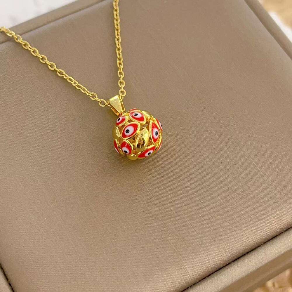 Exaggerated Design Round Ball Demon Necklace For Women Hot-Selling Eye Titanium Steel Collarbone Chain E9a