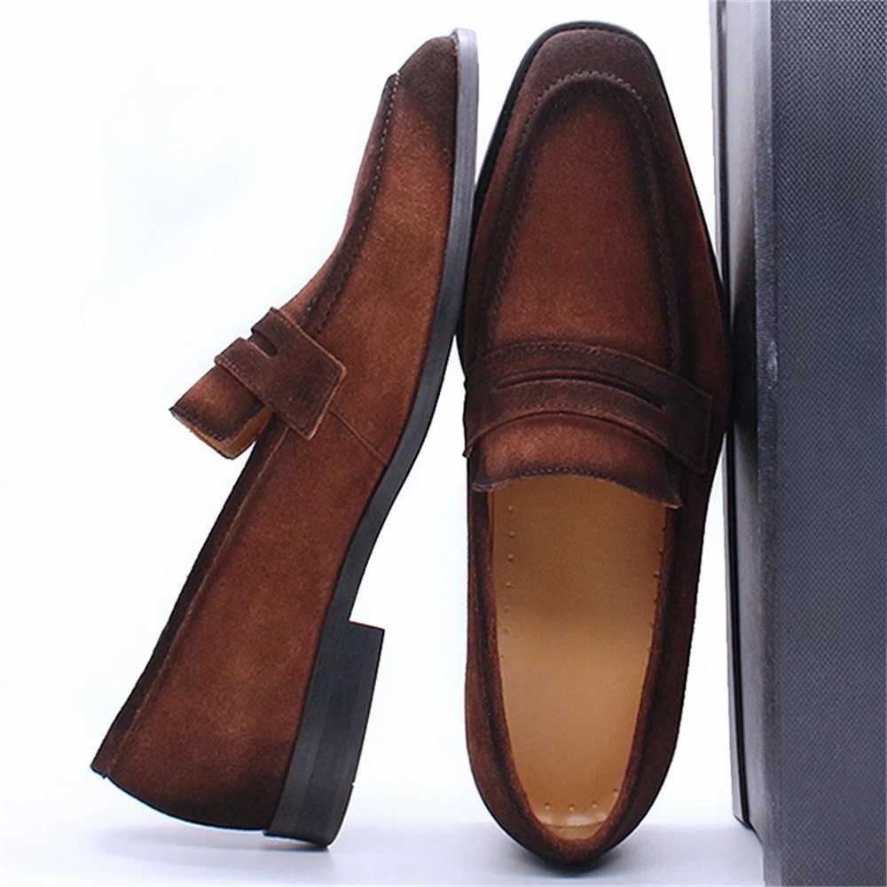 Genuine Leather Men Shoes Casual Luxury Brand Formal Mens Suede Loafers Moccasins Italian Breathable Slip On Mens Boat Shoes W250716