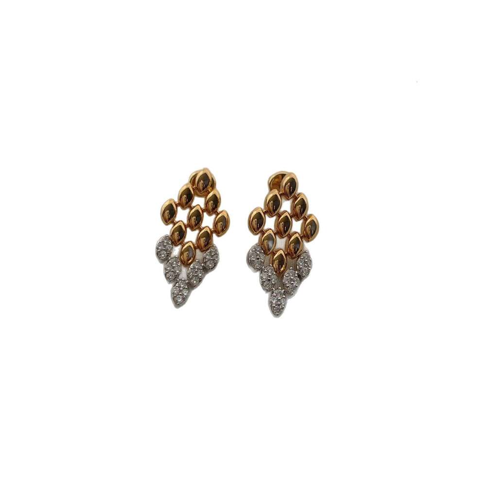 Heavy Craft Dia-Studded Rhombus Splicing Unique Design Fashionable Elegant Temperament High-End Earrings for Women