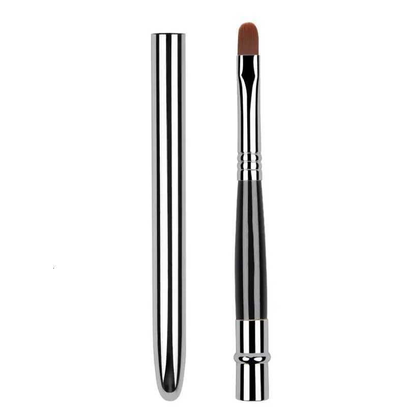 Portable Silver Lips Makeup Brush Pen Metal Handle Cosmetic Lipgloss Lipstick Lip Gloss Brush With Protective Cap Makeup Brushes XJ2500716