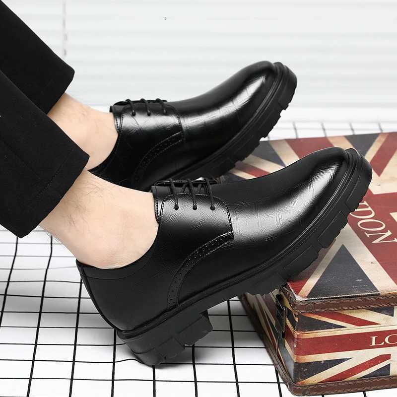 8/10CM Heighten Men Platform High Heel Shoes Black Dress Shoes for Men Formal Office Leather Shoes Elegant Business Elevator Shoes W250716