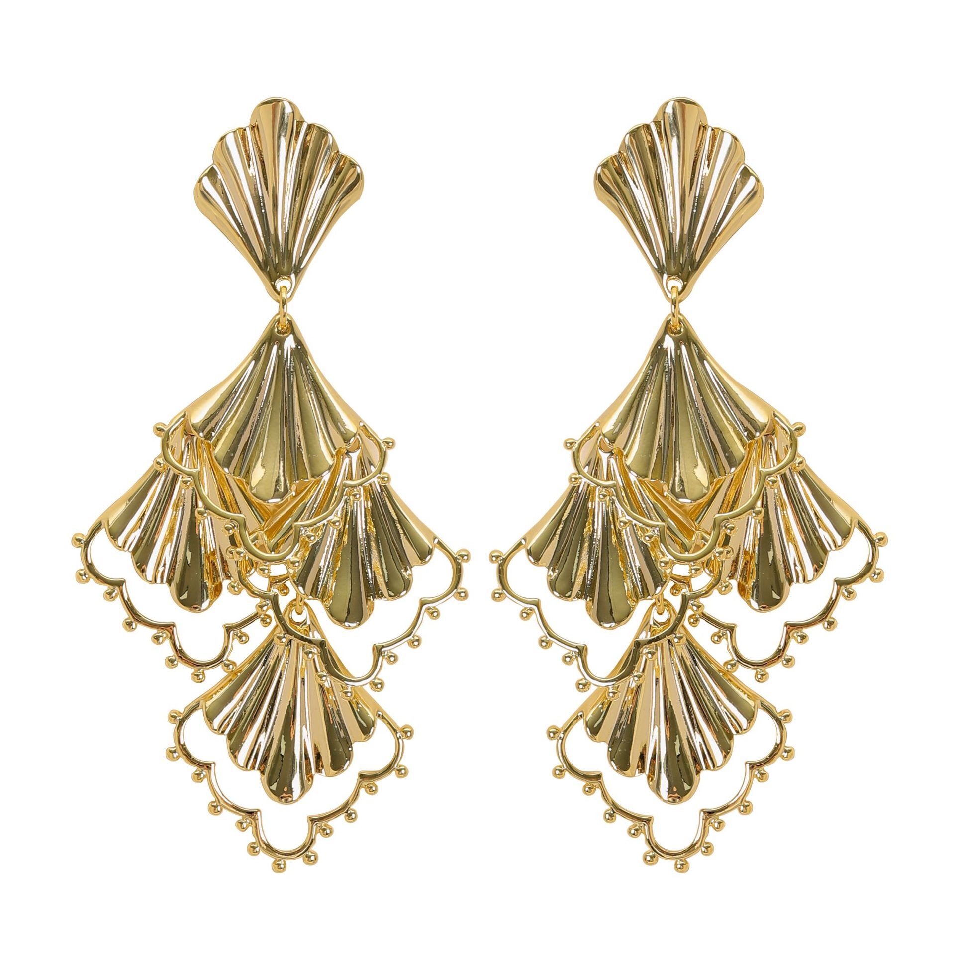 Fashion Exaggerated Style Leaf for Women Long Personality High-end Fashionable Sier Needle Earrings