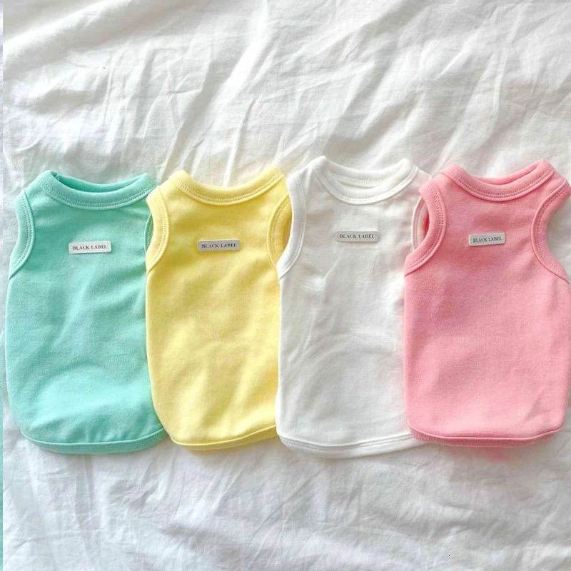 Solid Summer Dog Clothes Cotton Vest Chihuahua Bichon Frise Yorkie Thin Puppy Breathable Clothing Pet Costumes 250711