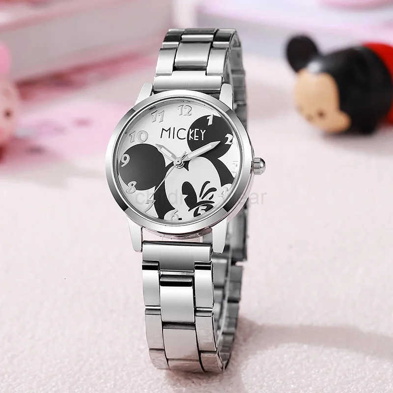 Disney Mickey Mouse Minnie Silver Watch Childrens Boys Girls Watches Steel Students Quartz Adult Watch Birthday Gift W20250716