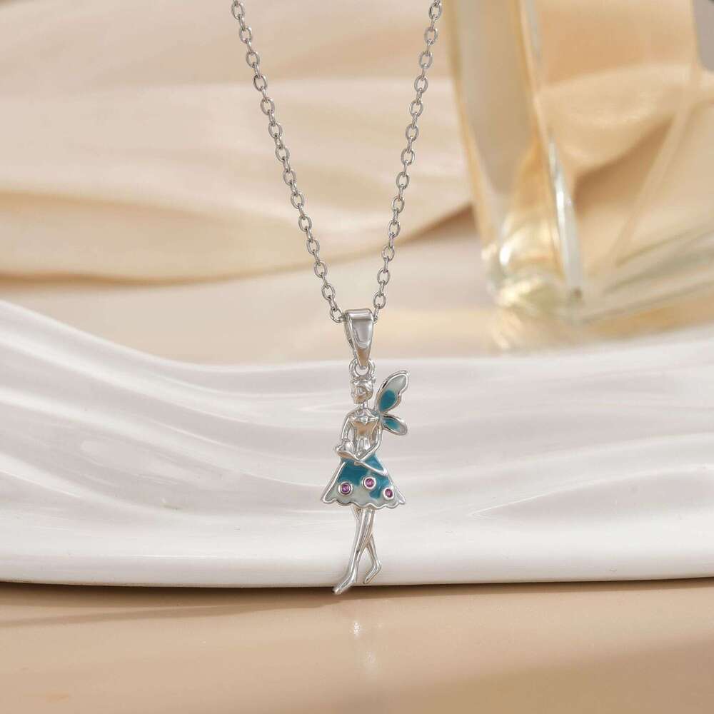 2025 Copper Gold-Plated Micro-Inlaid Zircon Elf Titanium Steel Necklace Fashion Versatile High-End Accessory 5F9