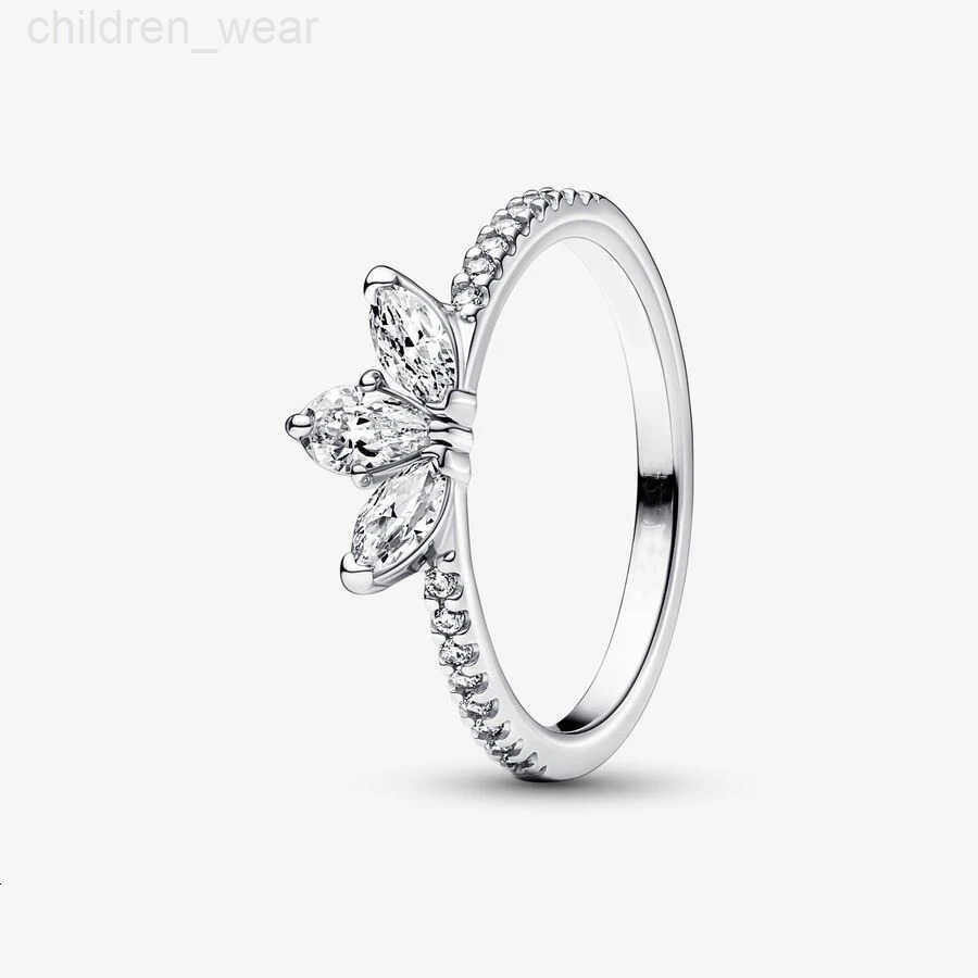 Disney Silver-Plated 925 Rose Gold Tear-Shaped Crown Ring Set Princess Wedding Party Gift for Best Friends W20250716