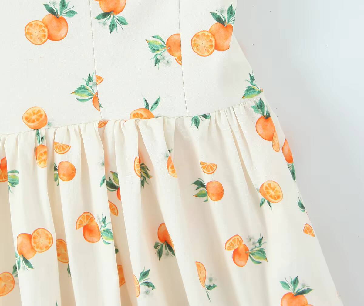 MYSTZA2025 new summer womens casual heart-shaped collar orange print poplin suspender dress short skirt dongdumaoyi