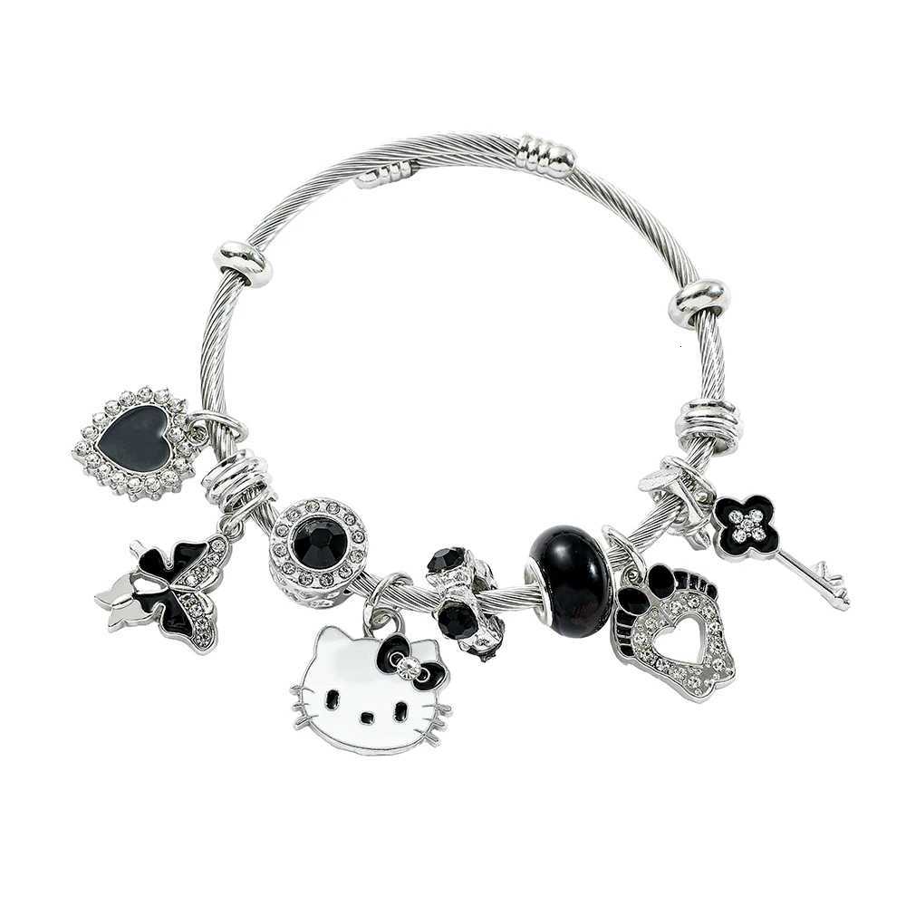 Sanrio Hello Kitty Bracelet for Girl Kawaii Anime Accessories Crystal Adjustable Bracelet Cute Student Christmas Gifts New w250716