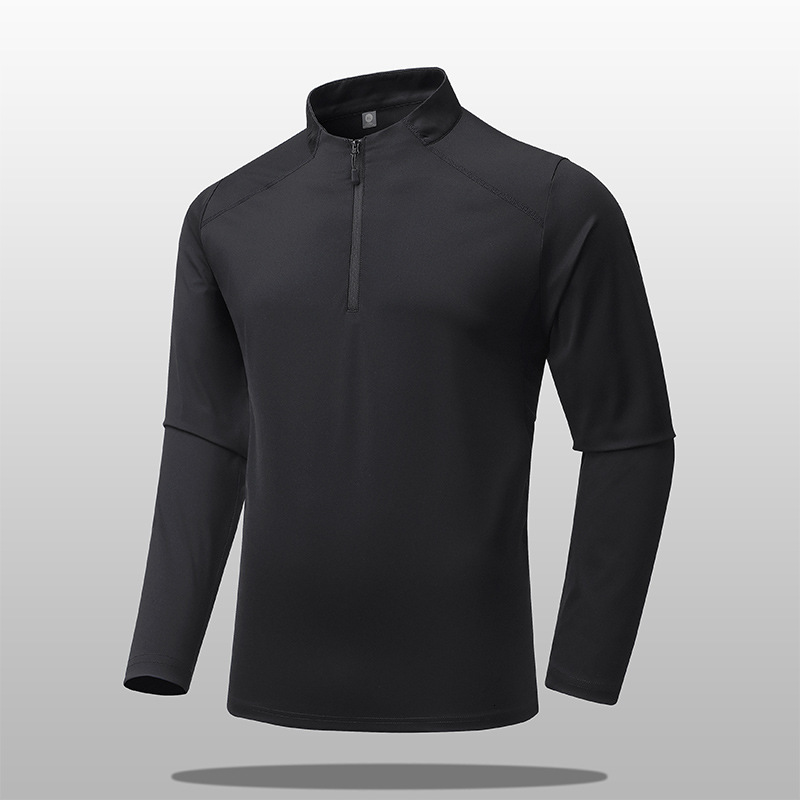 2025 Spring and Autumn Zipper Stand Collar Long Sleeve Sweatshirt Outdoor Running Quick-Dry Men's Sports T-Shirt Half Zip