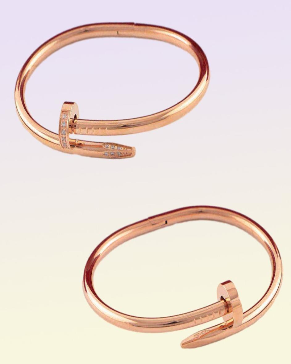 with Box Titanium Rose Gold 316l Stainless Steel Nails Love Bangle Bracelet Mens and Womens Loves Wedding Jewelry4040975