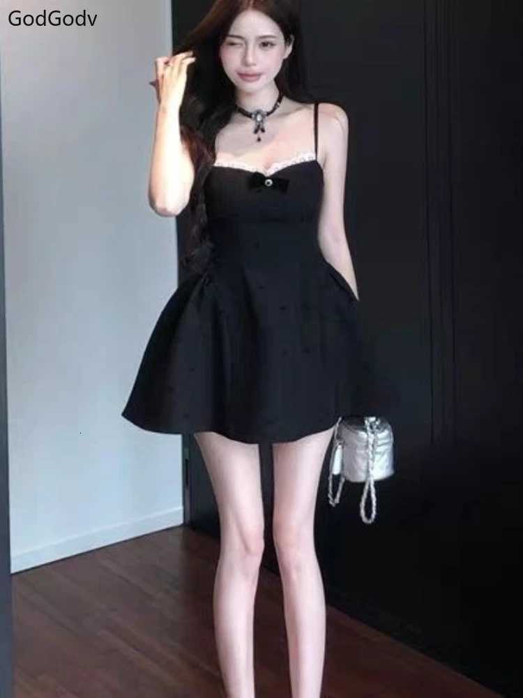 2025 Spring Summer Woman French Elegant Slim Dress Y2K Backless Spaghetti Strap A-Line High Waist Mini Dress Sexy Party Outfits R250716