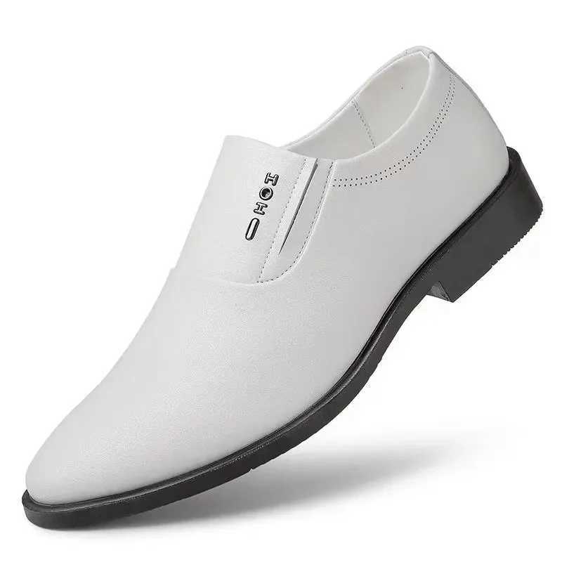 Men Business Formal Leather Shoes White Inner Height Increasing Men Shoes Leather Shoes Slip-on Shoes Y250715
