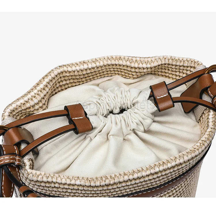 Fashion Straw Bucket Bag Weave Women Handbags Designer Paneled Shoulder Crossbody Bags Casual Summer Beach Small Tote Purse M250716