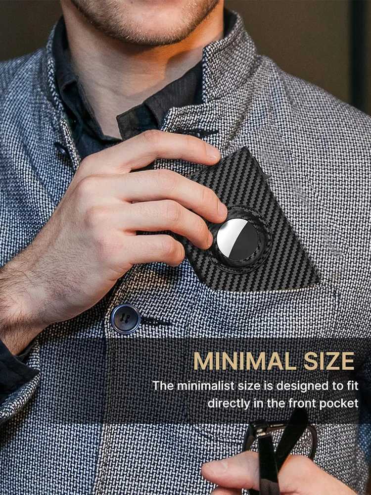YATBEST Mens Card Bag With Air Tag Positioning Slot RFID Anti Theft Brush Ultra Thin Metal Wallet Clip S250716