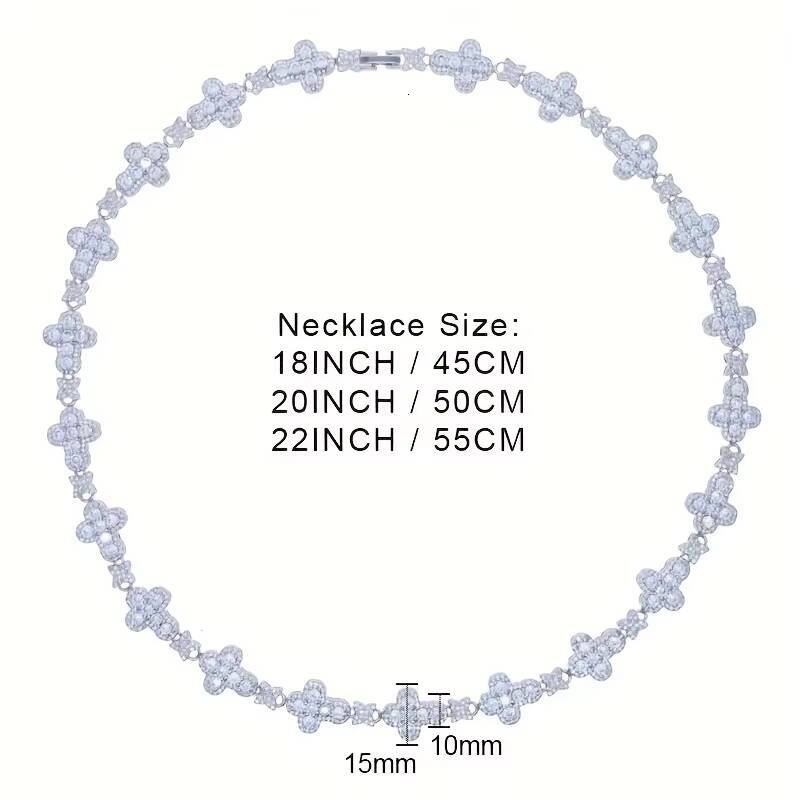 Hot Sale 10mm Cross Star Necklace Men Women Hip Hop Jewelry Gold Plated Cubic Zirconia CZ Diamond Cuban Link Out Tennis Chain