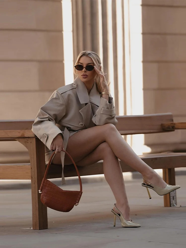 Fashion Trench Coat Shorts Set Women Belt Lapel Double-breasted Long Sleeve Jacket Pleated Shorts 2025 Chic Streetwear Lady Suit 250716