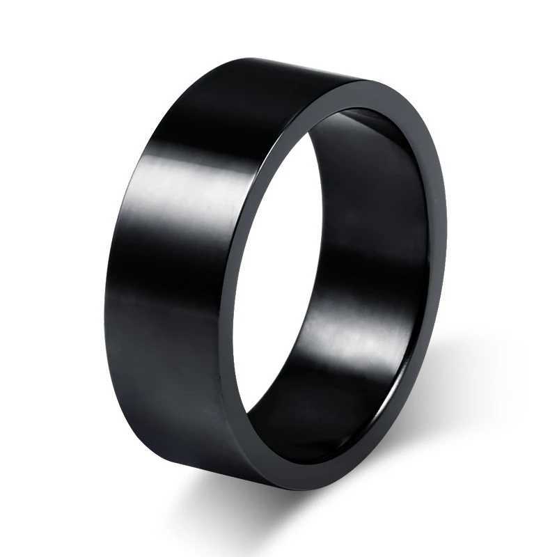 QianBei 8mm Classic Wide Chunky Ring for Men Gold Color Silver Color Black Stainless Steel Male Ring Alliance Wedding Jewelry S250716