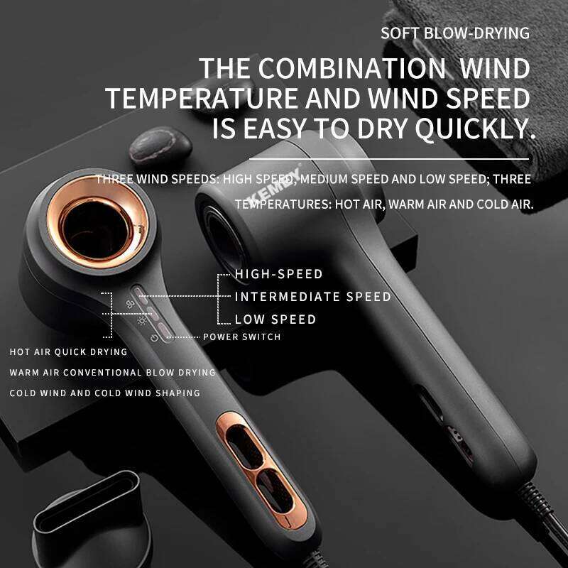 Kemei High-Speed 110000Rpm Motor Fast Drying Blow 1500W Ionic Hair Dryer For Home And Travel Magnetic Nozzle