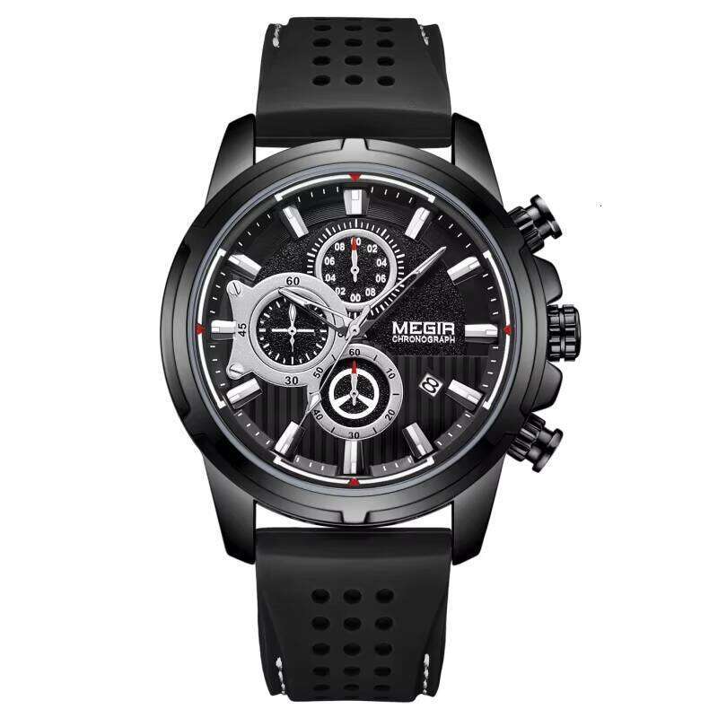 Men's Multifunction Chronograph Watch - 47mm Large Dial, Luminous, Waterproof, Silicone Strap