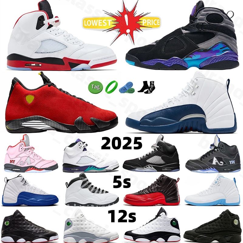 2025 Designer Fashion shoes 5s 12s 13s 14s 8s 10s High-quality Red Grape White Toe Black Metallic Blue Grey Green Basketball Shoes Men Women Outdoor Sports Sneakers