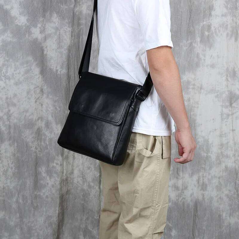New Genuine Men's Shoulder First Layer Leather Vertical Crossbody Bag Casual Versatile Backpack