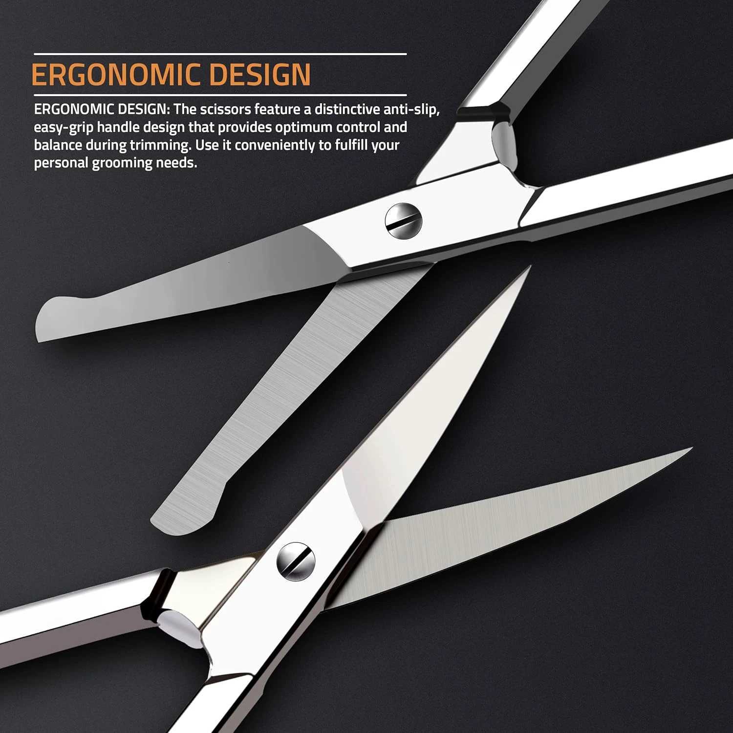 Care Eyebrow Scissors Curved rounded stainless steel scissors for grooming mustache beard eyelashes ear hair. Perfect W250716