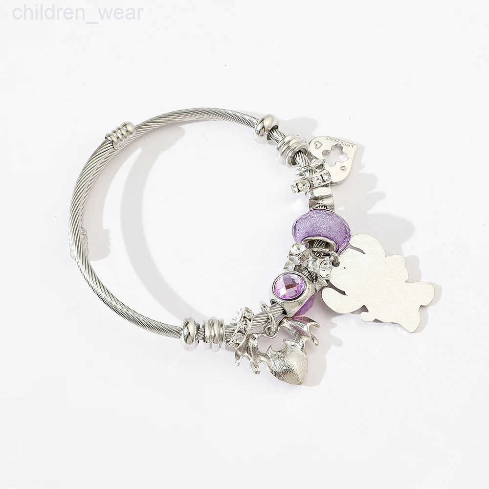 Disney-Lilo Stitch Pendant Charm Bracelet Purple Beaded Bracelet Jewelry Accessory Gifts for Fans Fashionable and Cute W20250716