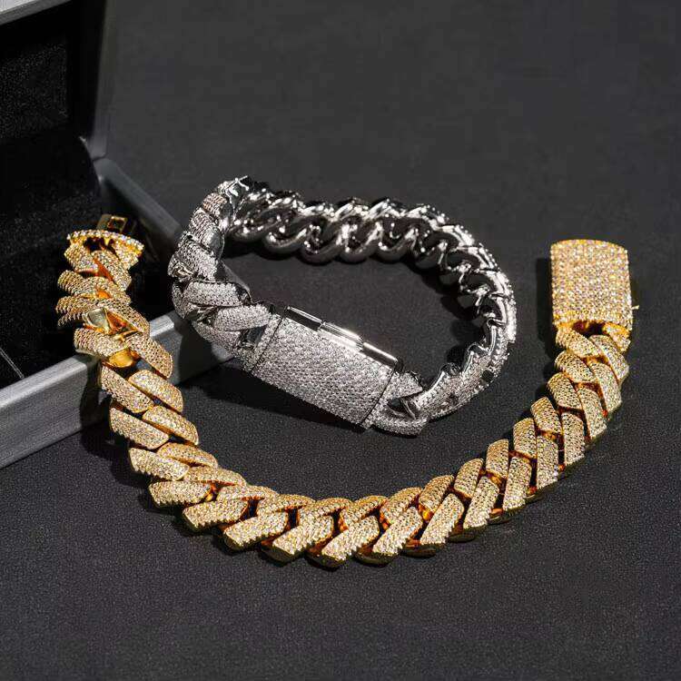 Cuban chain designer necklace bracelet by testing 15mm 20mm gold Moissanite Dia Cuban chain necklace for men and women Free of charge delivery