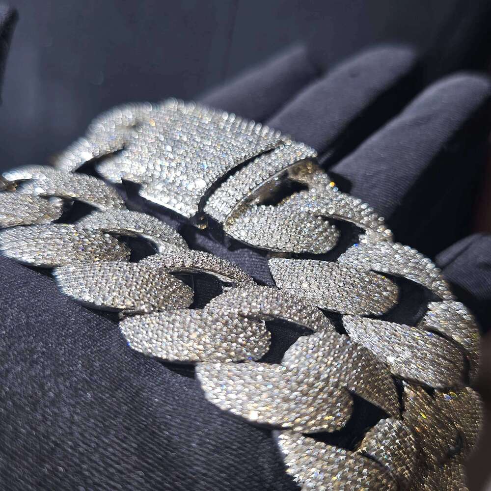 Top jewelry necklaceDesigner necklaceHip-Hop Iced Out White VVS Sterling Silver26 Cubic Zirconia Four row drillCuban Chain Necklace for Men