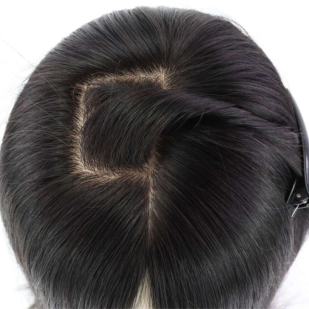 6"x6" Silk Top Natural Straight Reairgin European Human Hair Glueless Wig for Women Soft Breathable Elastic Net Fiber hair