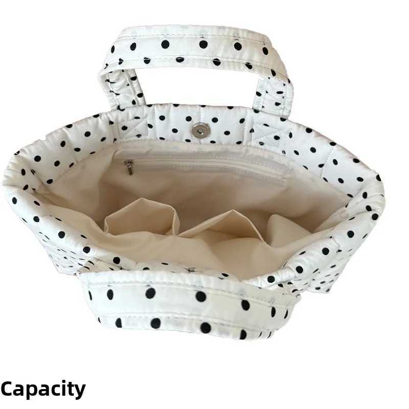 Polka Dot Handbag New Large Capacity Cotton Tote Bag Red Polka Dot Shoulder Bag Versatile Niche Design Commuting Handbag