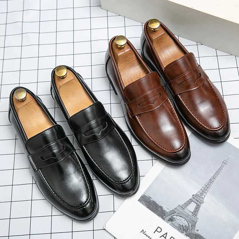 Luckman Mens Dress Shoes PU Leather Fashion Men Business Dress Loafers Pointed Shoes Y250715