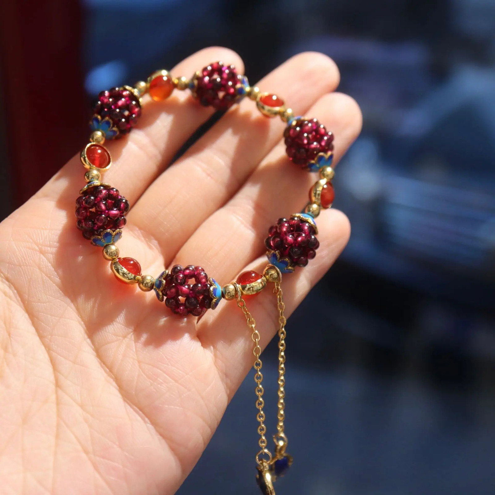 Style Natural Garnet ite Stone 14K Gold Filled Female Bracelet Jewelry For Women Birthday Gifts No Fade 250712