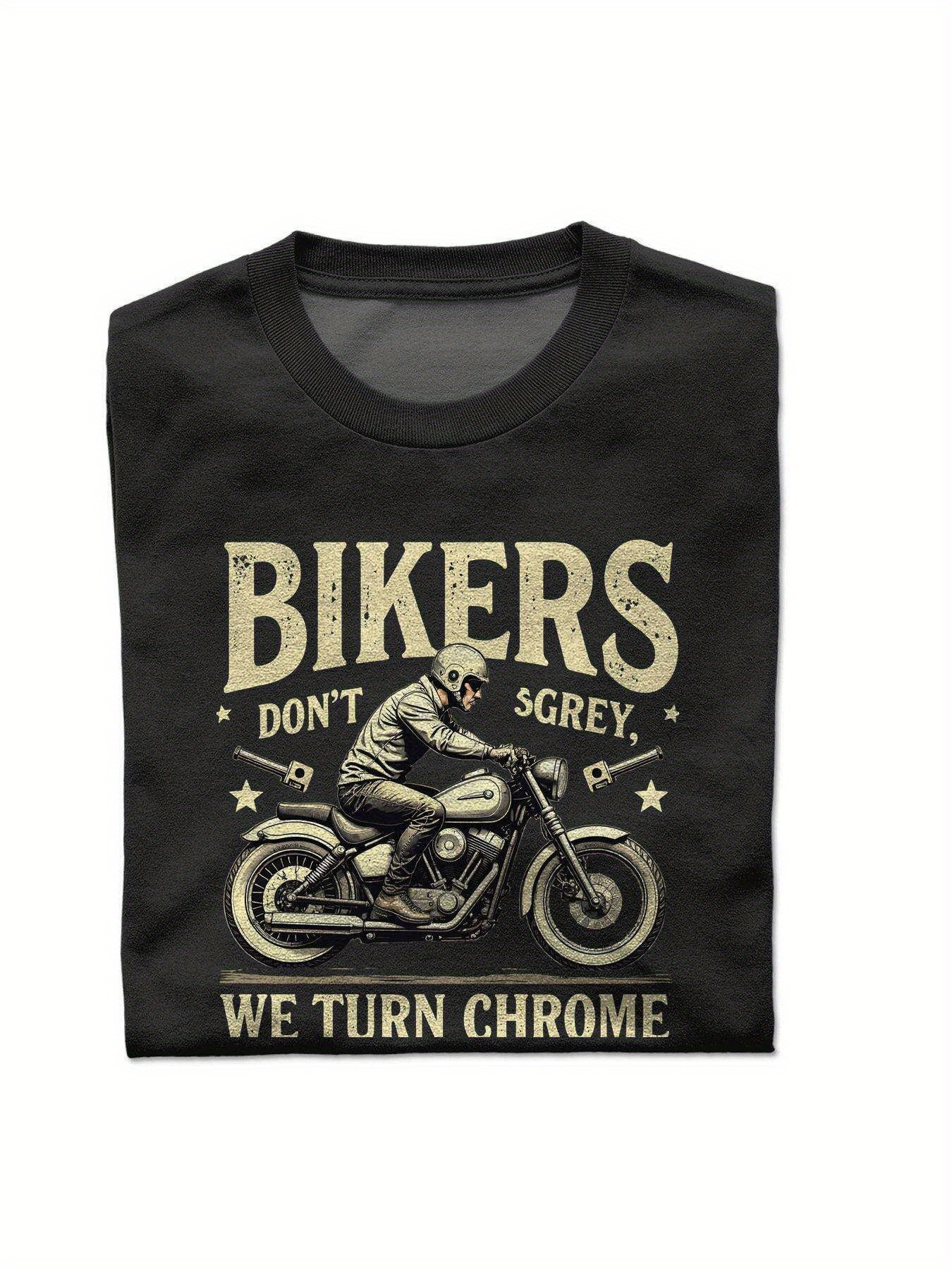 VogueEpoch S-3XL Short sleeve Men T Shirts White text Cotton 180g Adult black Round collar motorcycle Wed 3f