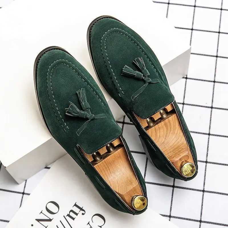 Soft Loafers Black Flat Mens Leather Shoes with Tassels Suede Male Casual Shoe Moccasin Pointed Toe Common Low Price Adults Pu W250716