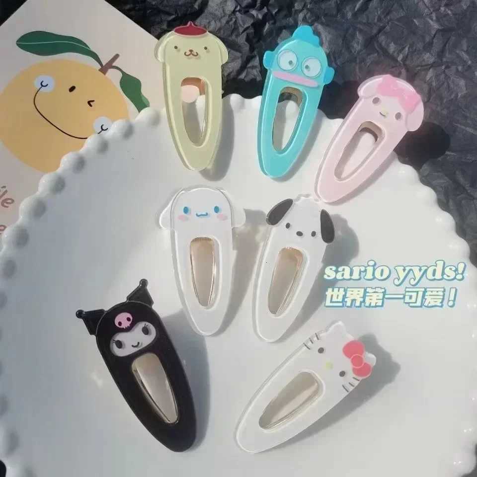 Sanrio Hairpin Pin Cartoon Hello Kitty Kuromi Girls Barrettes Bangs Clips Women Girls Hair Slides Clips Jewelry Gifts w250716
