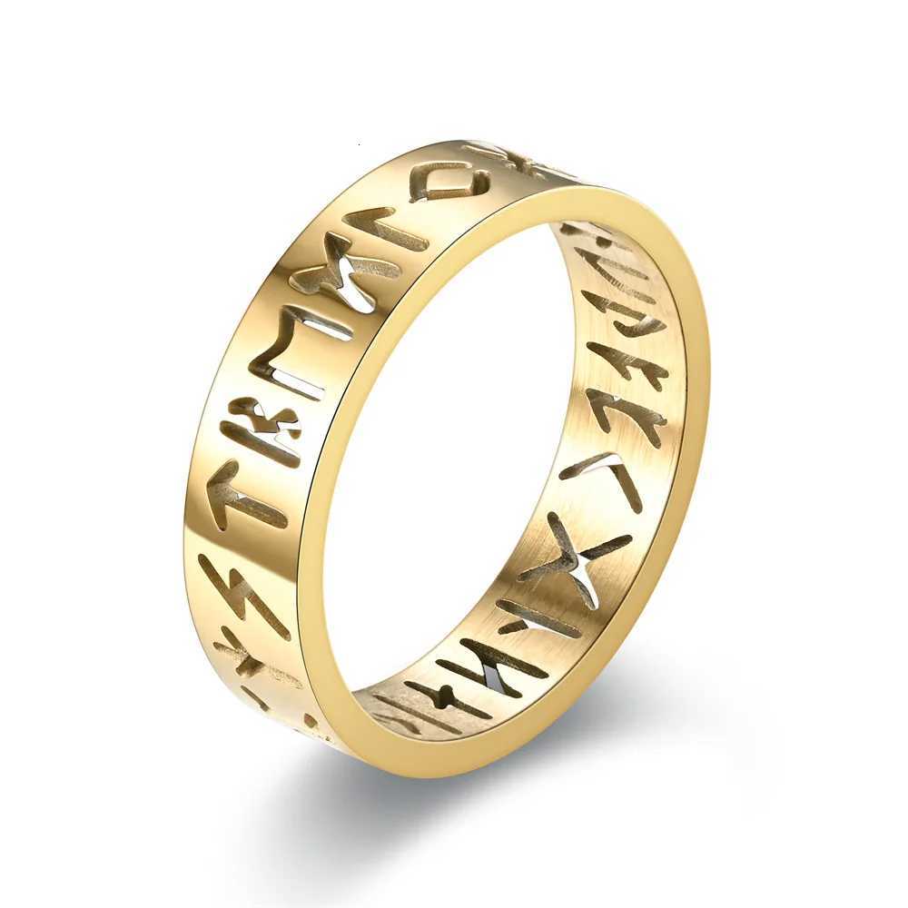 2025 New Stainless Steel Hollow Out Ring for Men Women Fashion Hollow Rune Design Finger Anillo Antiestres Anxiety Rings S250716