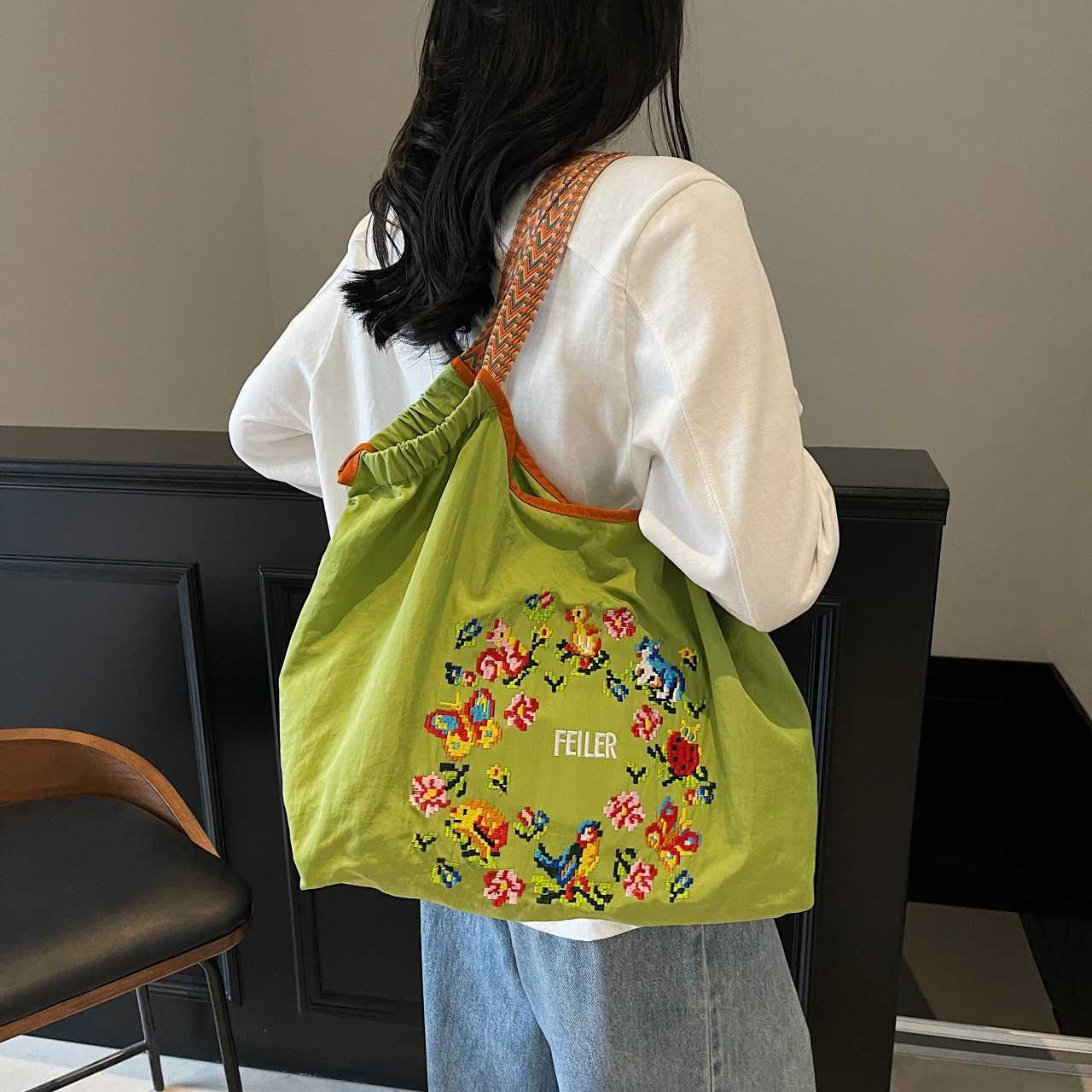 Sweet Floral Cloth Shoulder Bags Women Large Capacity Waterproof Oxford Casual Totes Lazy Style Leisure Flower Handbags For Girl W250716
