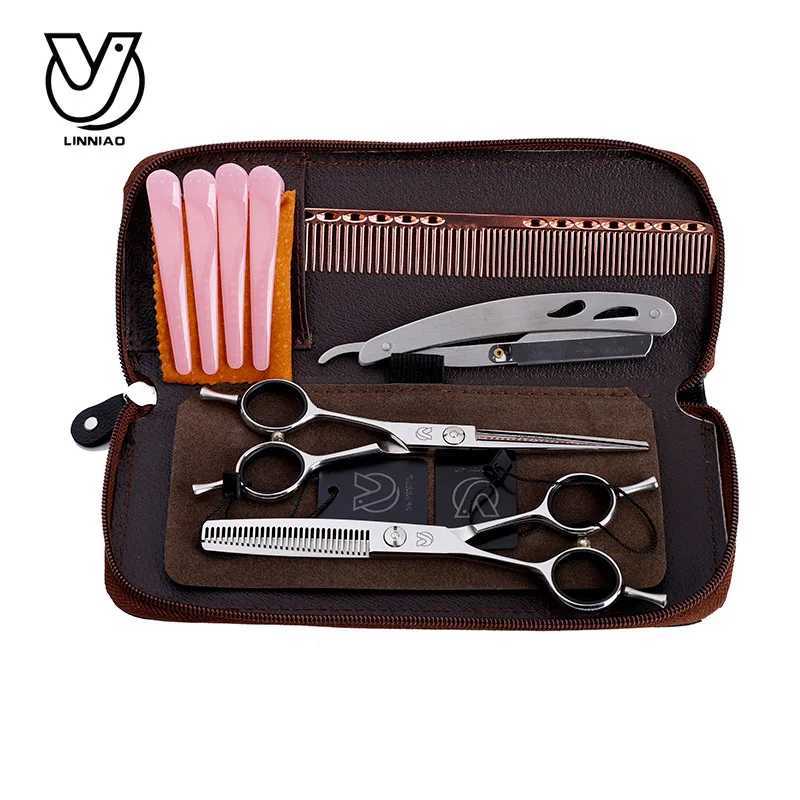 Left Hand Hair Scissor Home Use Hair Hairdressing Scissors Kit Hair Clipper Razor Thinning Cutting Scissor Barber Haircut Set W250716
