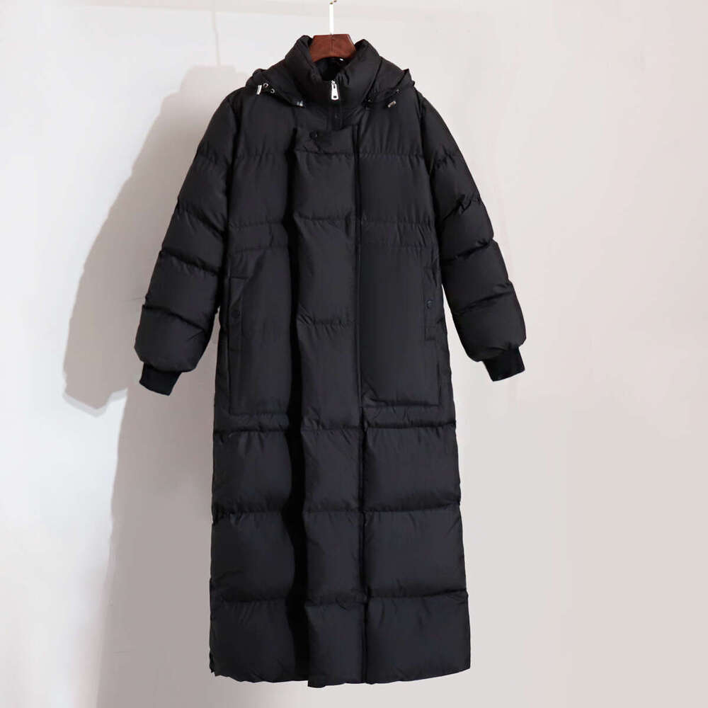 Winter New Jacket, Stylish And Warm, Thickened With Hidden Buttons, Long Hooded Cotton Coat B5