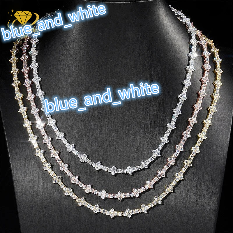 New Arrival 925 Sterling Silver Iced Out White Gold Pass Diamond Tester Rapper Jewelry 3MM Moissanite Cross Tennis Chain
