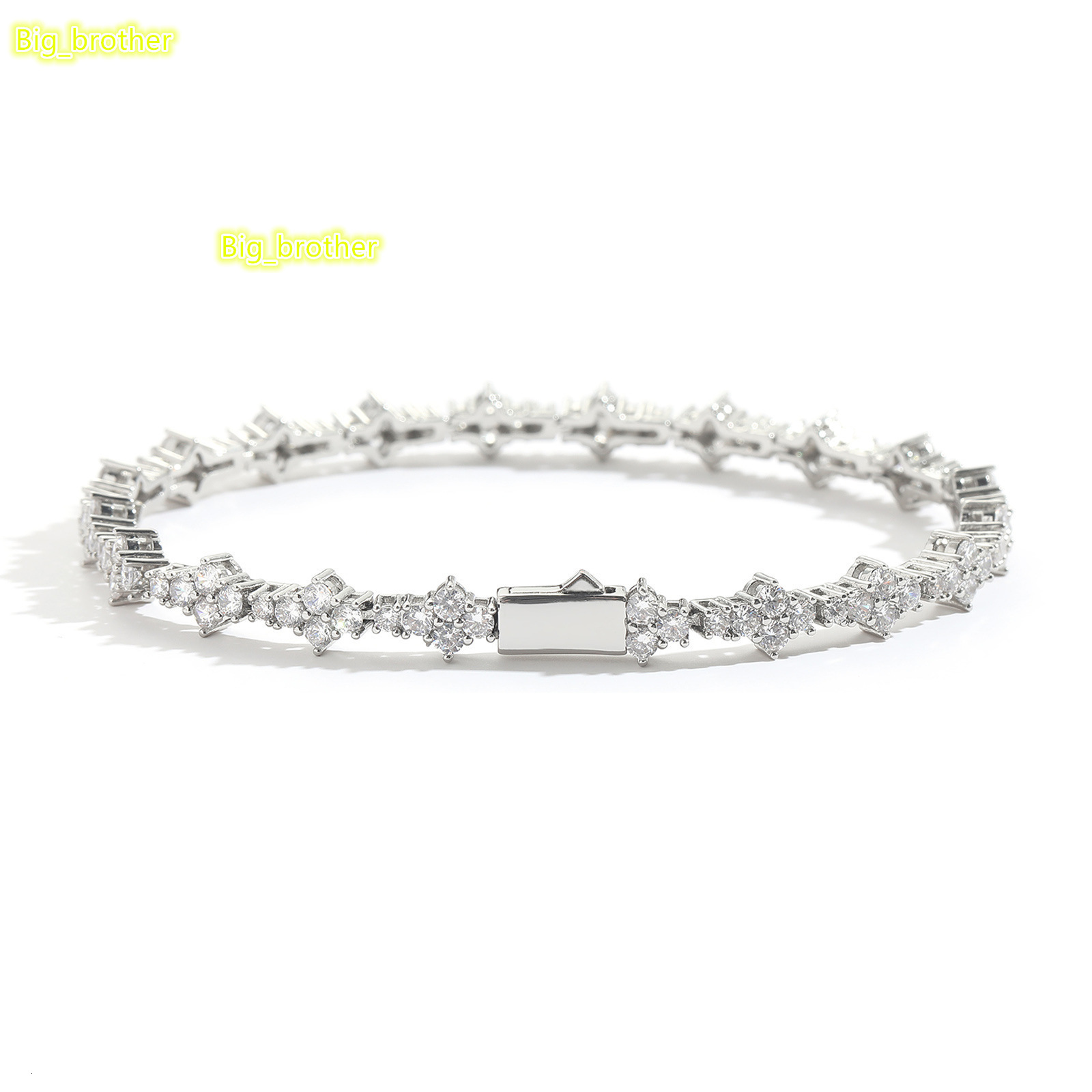 BES 7MM New Flower Shaped moissanite chain Tennis Chain Wholesale Bling Delicate Bracelet Women Men Iced Out Bling Jewelry