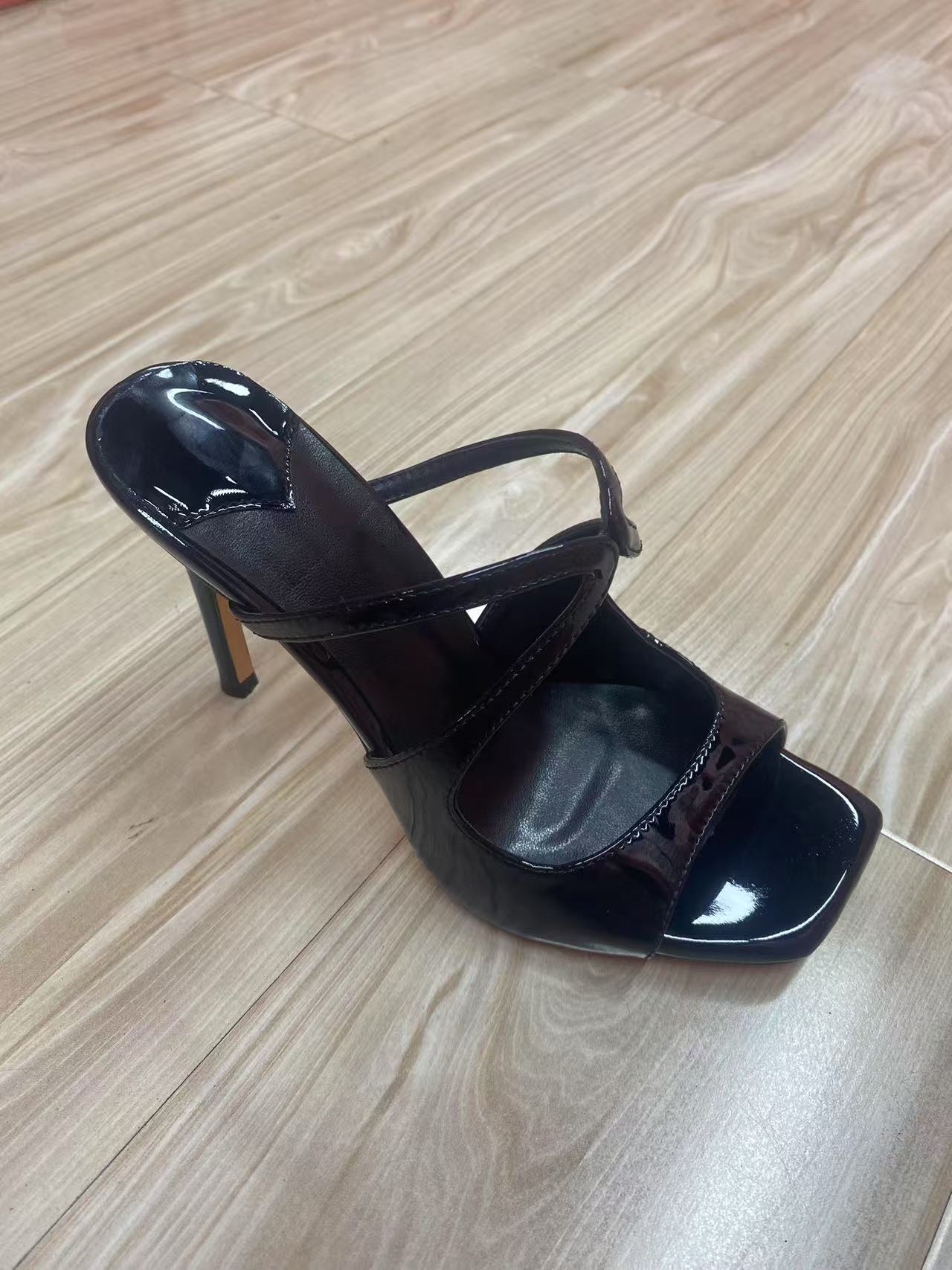 Designer Roman Slide Sandals - Slim Heel Square Toe Glitter and Metallic Evening Heels (6cm/8cm/9.5cm, Nude, Black, Mermaid and More)