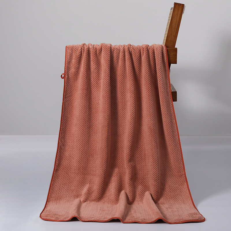 2Piece Premium coral fleece bath towel pineapple grid large bath towel thickened beach towel absorbent household adult